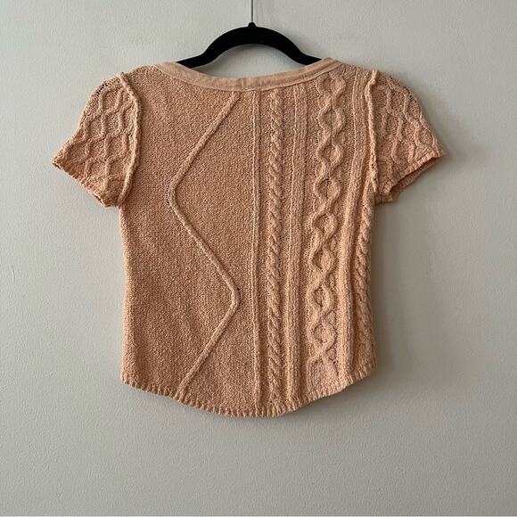 Free People Baby Cable Knit Short Sleeve Sweater in Peach - Picture 8 of 8